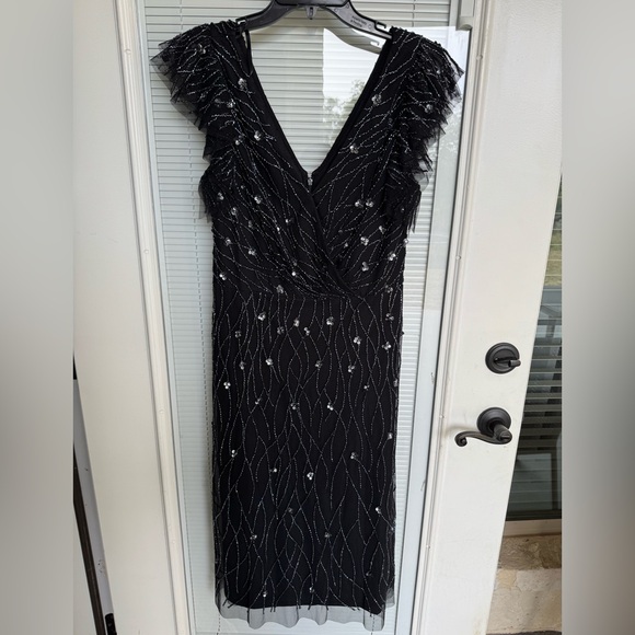 Sequined Black Midi Dress - Picture 1 of 8